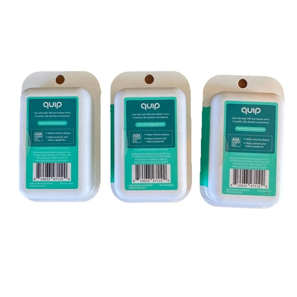 QUIP 360 Oscillating Electric Toothbrush Heads Refill, Black, Soft 6 Total Heads